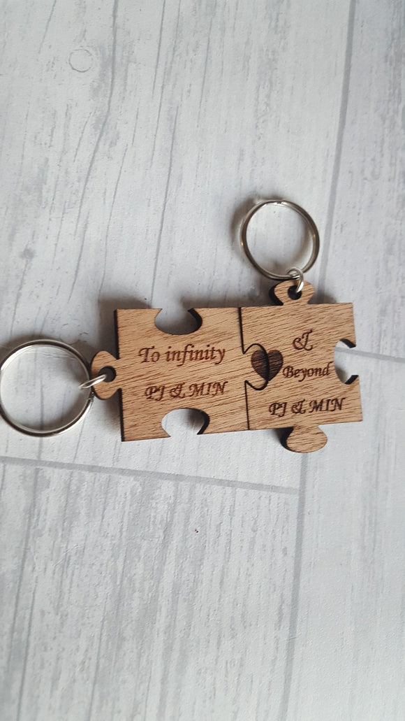 Square Jigsaw Piece keyring Set / His And Hers