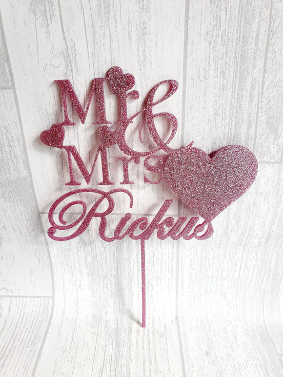 Wedding Cake Toppers - Text & Heart