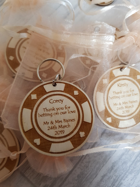 Poker chip wedding favours