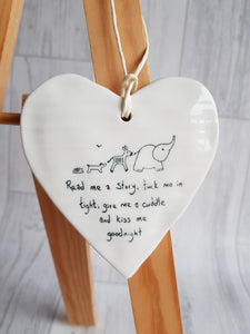 Ceramic Hanging Heart - Read me a story