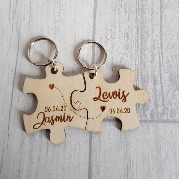 Jigsaw Puzzle Piece keyring Set