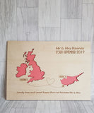 Abroad Wedding PLAQUE Mounted- Two maps