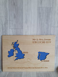 Abroad Wedding PLAQUE Mounted- Two maps