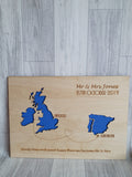 Abroad Wedding PLAQUE Mounted- Two maps
