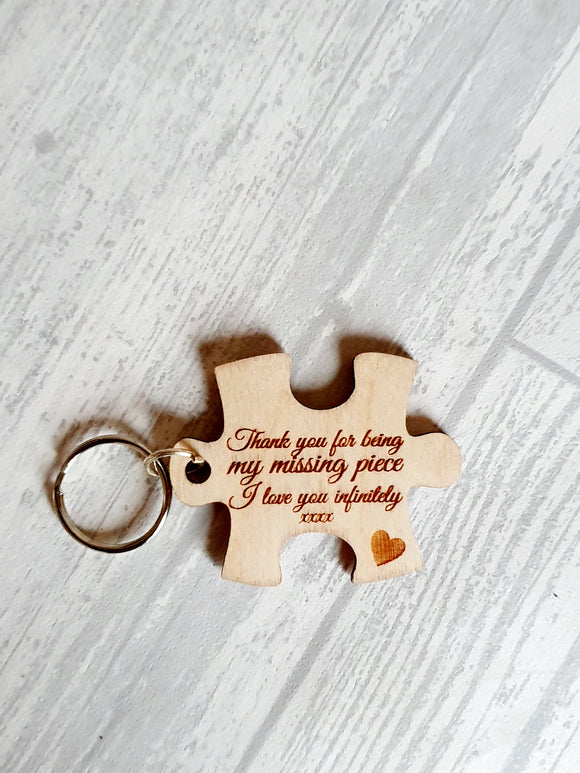 Love you infinitely puzzle piece keyring