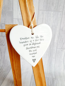 East of India - Ceramic Hanging Heart - Families Are Like Branches
