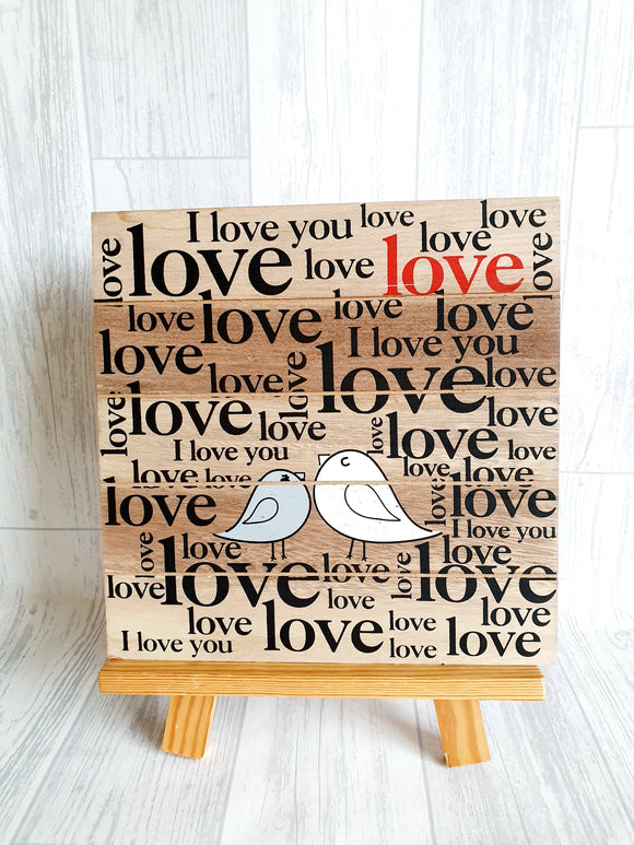 Square Love Birds plaque