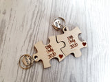 Jigsaw Piece Wedding keyring Set / His And Hers