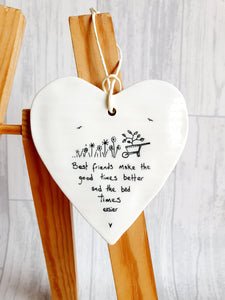 East of India - Ceramic Hanging Heart - Best Friends