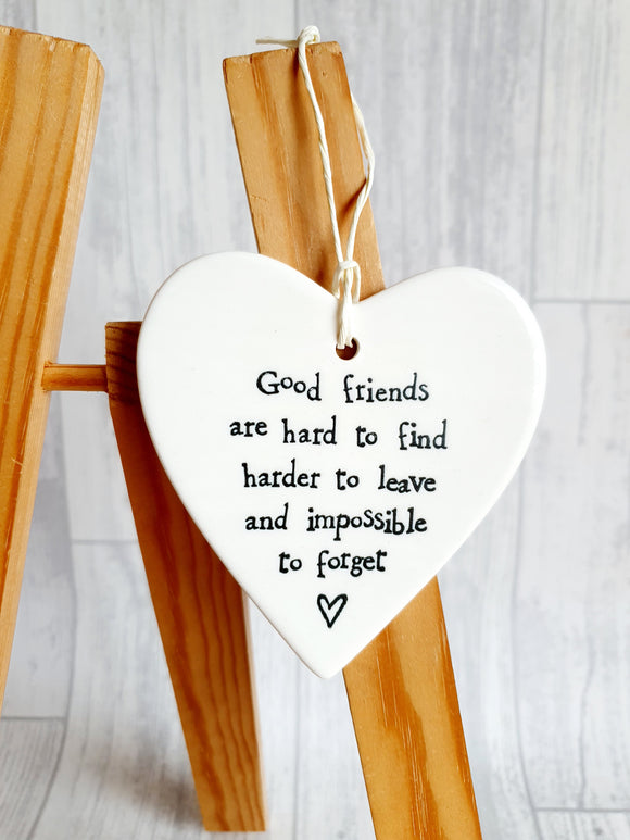 East of India - Ceramic Hanging Heart -  Good Friends