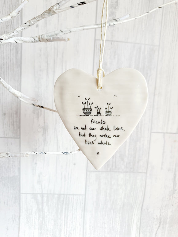 Ceramic Hanging Heart - Friends are not