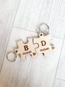 £5 Jigsaw Piece keyring Set / His And Hers