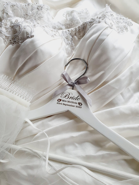 Lasered engraved bridal hangers