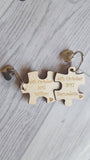 Jigsaw Piece Wedding keyring Set / His And Hers