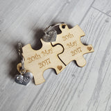 Jigsaw Piece Wedding keyring Set / His And Hers