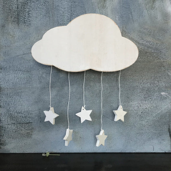 East of India - Baby - Wooden Cloud with Hanging Stars