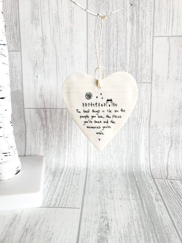 East of India - Ceramic Hanging Heart - The Best Things in Life