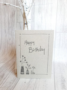 East of India - Ink Flower Card - Happy Birthday Card