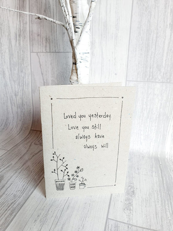 East of India - Ink Flower Card - Loved You Yesterday Card