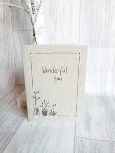 East of India - Ink Flower Card - Wonderful You Card
