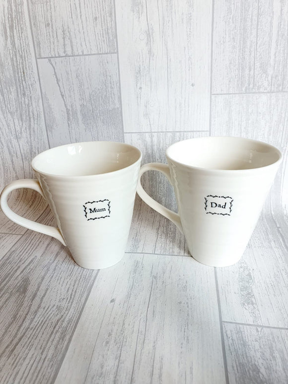 East of India - Porcelain Mug Set - Mum and Dad