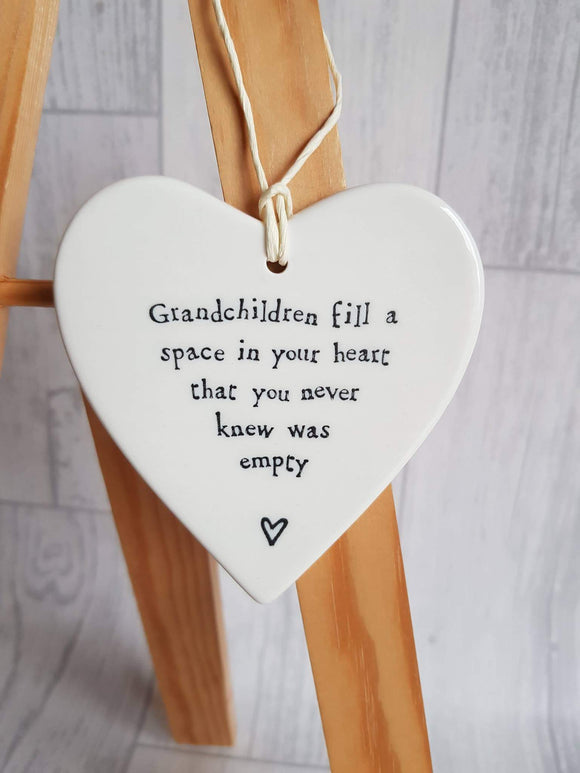 East of India - Ceramic Hanging Heart - Grandchildren Fill a Space