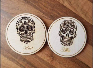 Skull coasters -  2 coasters