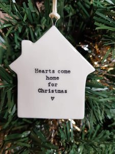 Hearts come home for Christmas ceramic house