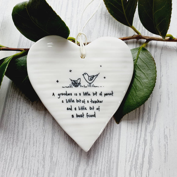 Ceramic Hanging Heart - A Grandma is a little bit