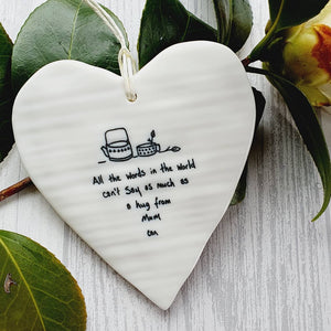 Ceramic Hanging Heart - All the words in the world