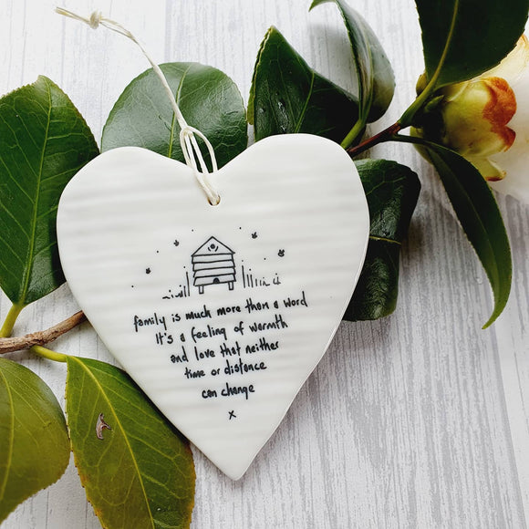 Ceramic Hanging Heart - Family is much more than a word