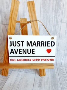 Just Married Avenue Sign