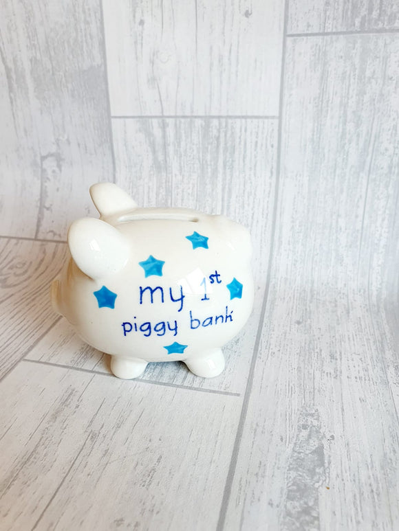 My 1st Piggy Bank / Money Box - Blue Stars