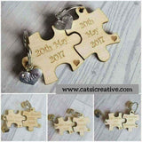 Jigsaw Piece Wedding keyring Set / His And Hers