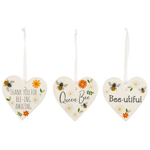 Ceramic Hanging Heart - Bee hearts