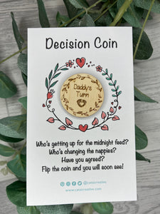 Decision making coin, Baby Shower gift, parent coin, humours gift