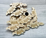 Country cut out favours, save the dates or placement names, Destination Wedding